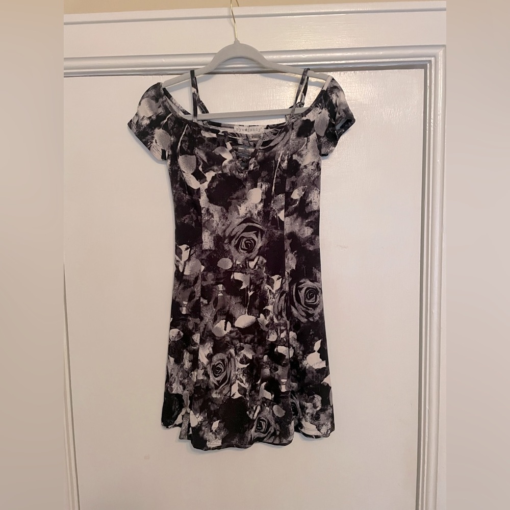 Black White and Grey Floral Dress